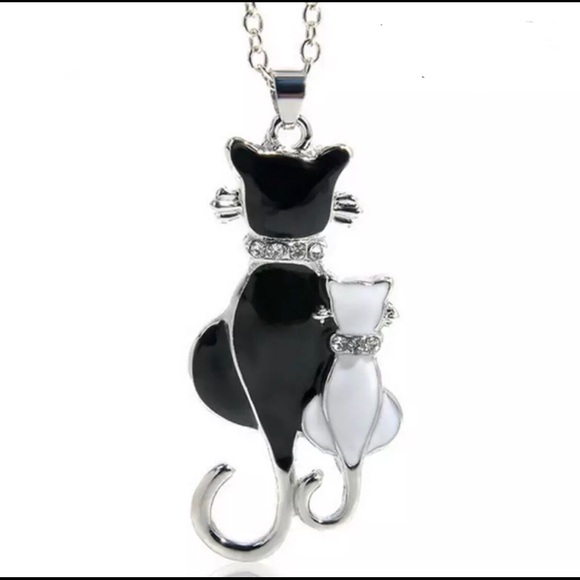 Swarovski French Kitties Necklace Silver Plate New - Picture 5 of 5